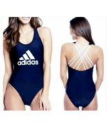 Adidas Swimsuit Large Criss Cross Strappy Strap Back Navy Blue One Piece... - $37.18