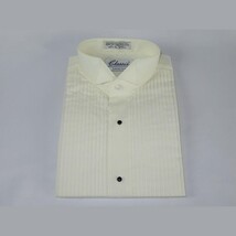 Men's Tuxedo shirt By CLASSIX Wing Tip Formal Pleated Front After Six M00 Ivory image 7