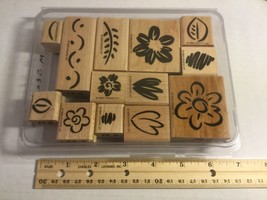 Stampin Up 1999 “Fanciful Flowers” Two-Step Stampin Set of 13 Wood Block Rubber  - £10.28 GBP