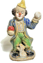 Fun Clown with Balls for Puppy Dog Pet Figurine Statue Porcelain 7&quot; Tall - £32.47 GBP