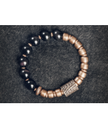 Original obsidian beaded bracelet personalised brass string bracelet - $89.00