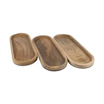 Hand Crafted Oval Tray Set of 3 Perfect for Food Serving Platters, Wooden Plates - £69.06 GBP