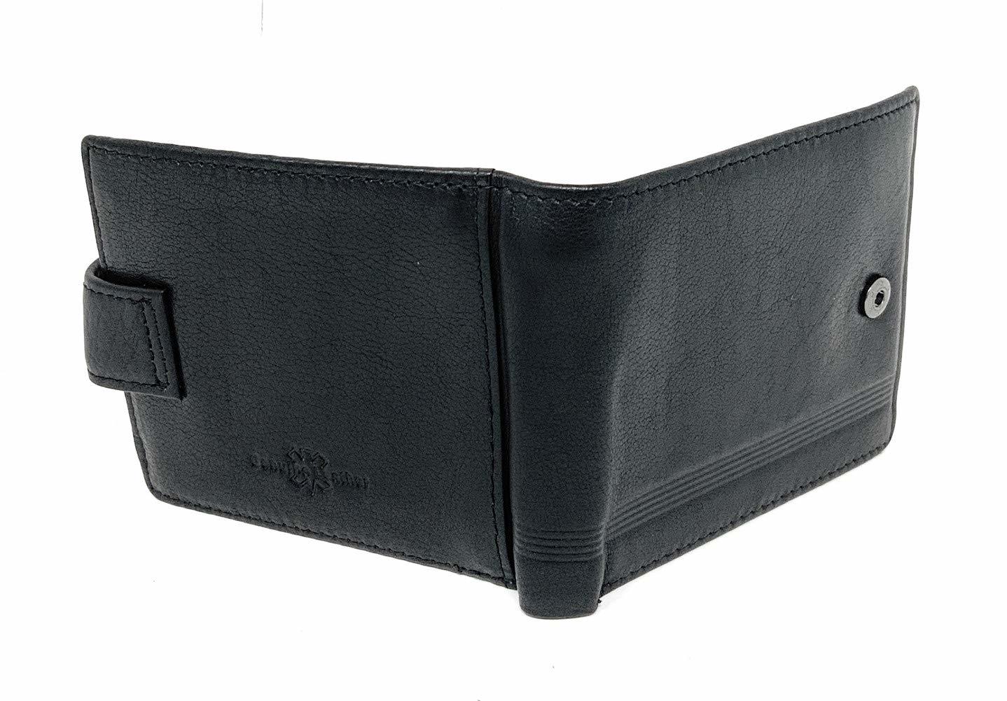 Texas West Genuine Plain Leather Men's RFID Short Bifold Buckle Wallet in 2 colo Item image 10