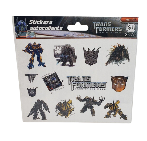 TRANSFORMERS 2011 HASBRO SANDYLION STICKERS DARK OF THE MOON 2 SHEETS NEW SEALED - $9.41