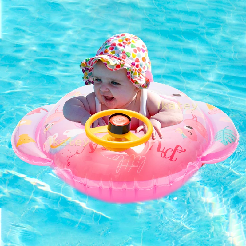 Flamingo Steering Float Baby Swimming Ring Seat for Kids Toddles Cartoon - £25.51 GBP