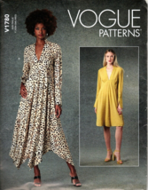 Vogue V1780 Deep V Neck Pullover Dress Misses XS to M UNCUT Sewing Pattern - $23.19