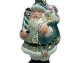 Noble Gems Ornament Blue Coastal Santa Holding Light house Glass5.5 in - $21.58