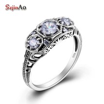 Szjinao Brand diamond ring 925 sterling silver For Women Wedding Engagement Zirc - £38.95 GBP