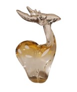 Amber Art Glass Reindeer Buck Deer Figurine Paperweight Vintage Hand Blo... - £26.65 GBP