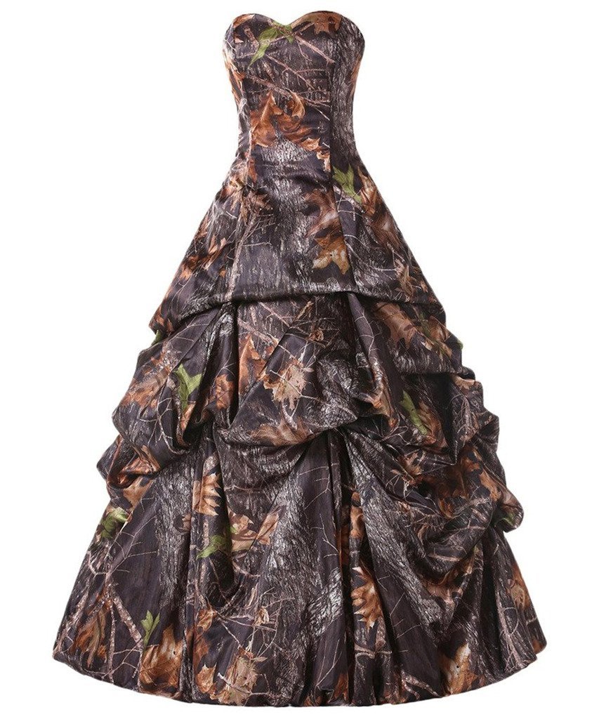 orange camo prom dresses Mossy Oak Camo Ball Gown, Choose Your Neckline and Tulle Lower Skirt Color