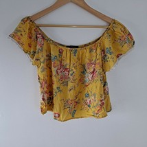 HIP Happening In The  Present Women&#39;s  S Yellow Floral Cropped Top  Spli... - £11.67 GBP