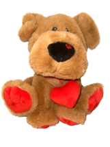 American Greetings Plush Stuffed Animal Puppy Dog Tan Red Heart Valentines Kids - £10.19 GBP