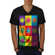 Weed Cannabis Leaf Rasta Shirt Pop Art Men V-Neck T-shirt - £9.71 GBP