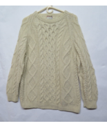 Vtg Pure Wool Fisherman Cream Cable Knit Sweater Wales England Made Adul... - £44.99 GBP
