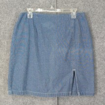 Vtg Route 66 Womens Skirt Size 15/16 Blue Zip Herringbone Stretch Slit S... - $13.51