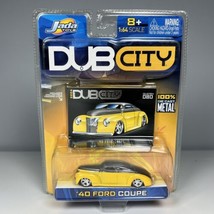 Jada Dub City &#39;40 1940 Ford Coupe Yellow Rubber Tires Die-Cast 1/64 Trad... - $12.86
