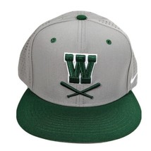 Baseball Hat W Gray Green Bats Size 7 1/2 Fitted Cross Logo Nike True - £19.63 GBP