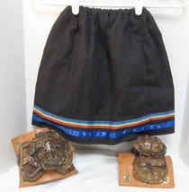 New Native American Seminole Girl&#39;s Handmade Ribbon Skirt Black Rainbow ... - $34.64