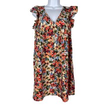 Shein Womens Mini Dress Size Small Sheer MultiColor Floral Print Ruffle Sleeve - £8.55 GBP