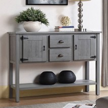 Solid Wood Farmhouse Sofa Table Sideboard Cabinet with Storage Drawers in Grey - $504.49