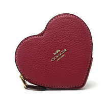 NWT Coach Heart Leather Coin Case in Rouge Red CG098 - £63.66 GBP