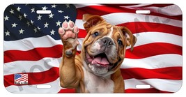 BULLDOG DOG WAVING CAN PERSONALIZE NOVELTY METAL LICENSE PLATE C - £6.97 GBP+