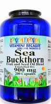 900mg Sea Buckthorn Fruit Seed Oil BLEND 200 Capsules Omega 3 6 7 9 Supplement - £11.96 GBP