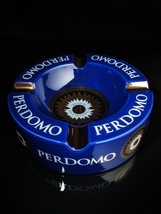 Perdomo Blue and Gold Ceramic Large Cigar Ashtray 9" Diameter NIB image 4