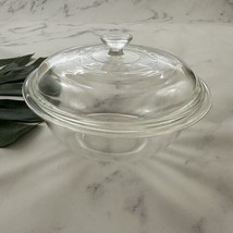Vintage Pyrex Clear Glass Covered Bowl With Lid Round Oven Safe Casserol... - $17.81