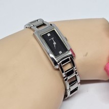 Guess Silver Tone Rectangle Black Face Link Bracelet Band Watch New Battery - £18.05 GBP