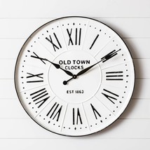 Embossed Enamel  OLD TOWN Metal Clock - 27.5 in - £126.00 GBP