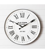 Embossed Enamel  OLD TOWN Metal Clock - 27.5 in - £126.29 GBP