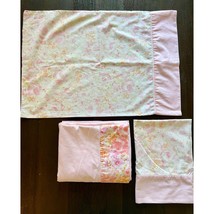 Stevens Utica Pink Floral Full Flat Sheet &amp; 2 Standard Pillowcases - £23.73 GBP