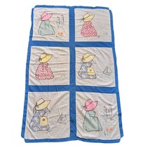 Vintage Sunbonnet Sue Quilted Throw Blanket Hand-Embroidered Panels Wall... - $698.66 MXN