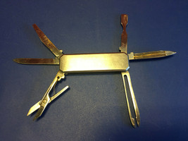 Old Vtg Camping Camper Utility Pocket Folding Knife Blade File Tweezer Scissor - £31.84 GBP