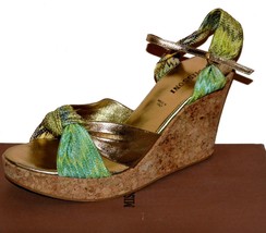 MISSONI Platform Cork Wedge Platform Sandals Gold Trim  Italy Shoes  Sz ... - £129.79 GBP