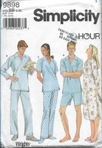 Simplicity 9898 Women Men Teens Nightshirts Pajamas, Unisex 2 lengths Si... - $18.00