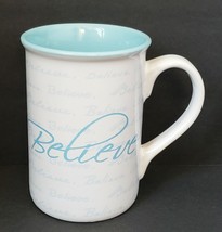 &quot;Believe&quot; Blue &amp; White Gibson Everyday 8 oz. Coffee Cup Mug Inspirational - £11.32 GBP
