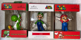 Hallmark Super Mario Ornaments LUIGI MARIO YOSHI 3 Christmas Tree Ornaments New - £46.41 GBP