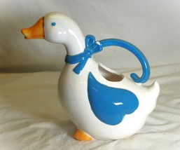 Himark Duck Goose Pitcher Blue Bow Country Farmhouse Ganderville Collection - $24.74