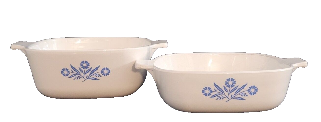 Vintage Corning Ware Blue Corn Flower Pans Lot Of 2 1-1/2 qt &amp; 1 qt Cott... - $21.99