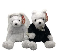 TY Beanie Babies Bride and Groom Bear 8 inches Set of 2 Bears - $15.95