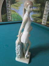 Lladro Spain Porcelain Tennis Player Girl Standing Up Figurine 13&quot; Original - £99.52 GBP