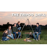TRIPOD CAMPFIRE GRILL SET - Adjustable Stainless Steel Outdoor Cooking Set - £212.64 GBP