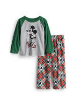 Disney&#39;s Mickey Mouse Toddler Boy Plaid Top &amp; Bottoms Pajama Set, Size 2T - £13.33 GBP
