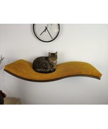 Wood Base Cat Wall Shelf WAVE 95 Unsymmetrical Left Standard - for hard,... - $242.00