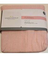 Threshold Target Twin Flannel Sheet Red White Stripes Holiday Set New in... - $364.86 MXN