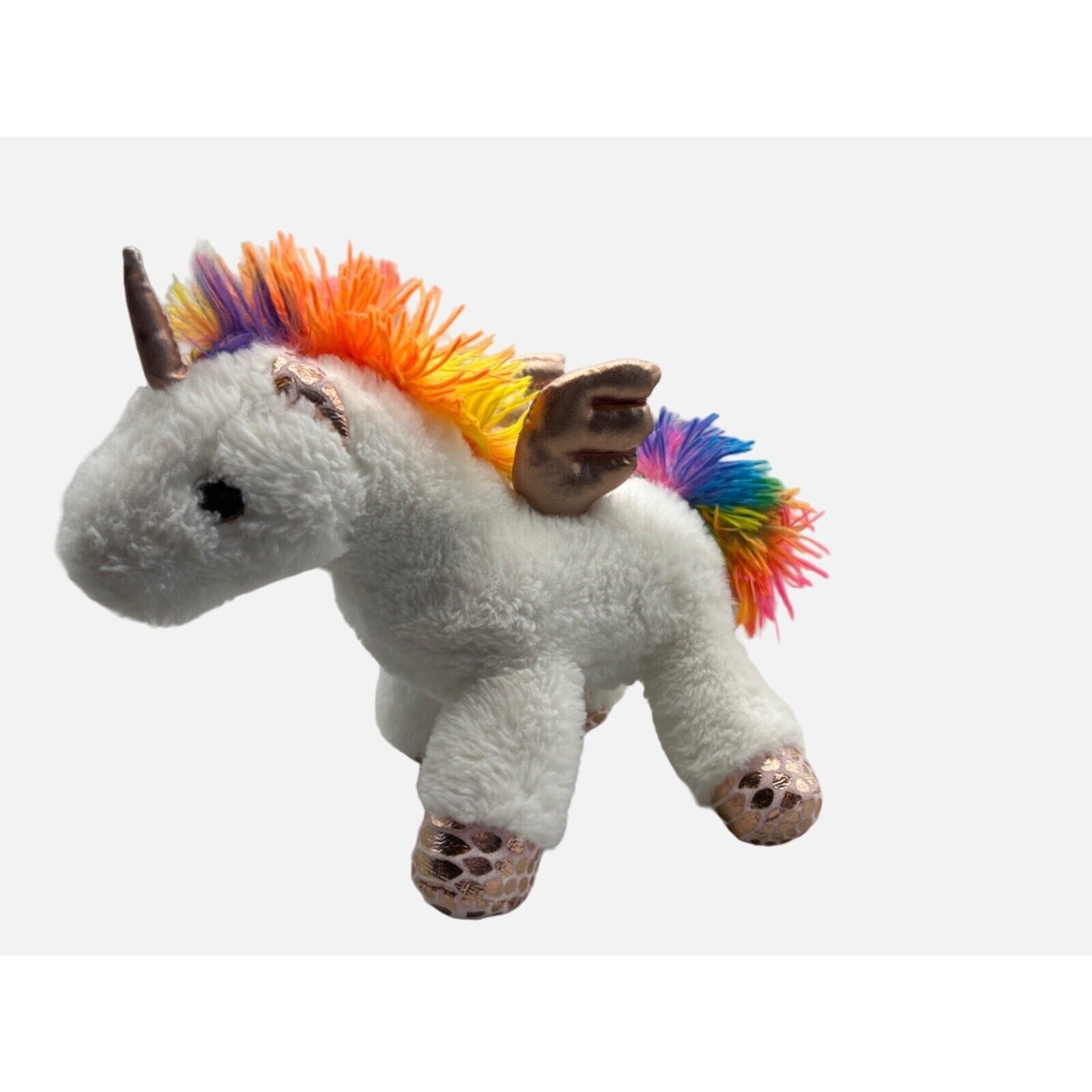 Kellytoy Rainbow Unicorn 11" Plush Animal Sparkly Colorful Yarn Mane & Tail 2019 - $13.09