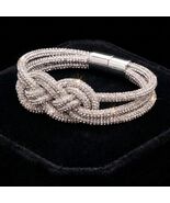 Sparkling Rhinestone-encrusted Love Knot Bracelet with Magnetic Clasp – ... - $24.99