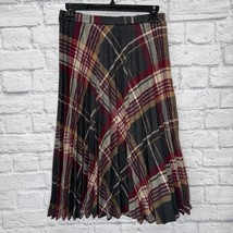 Vintage Haberdashery by Personal Wool Pleated Midi Skirt Size M Red Gray... - £23.99 GBP